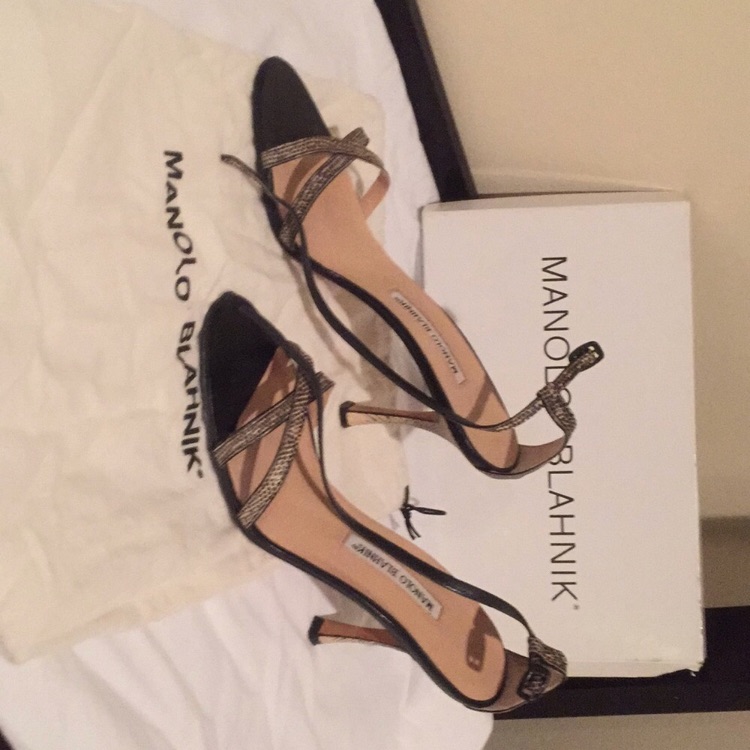 Manolo Blahnik Python Strapped Heels